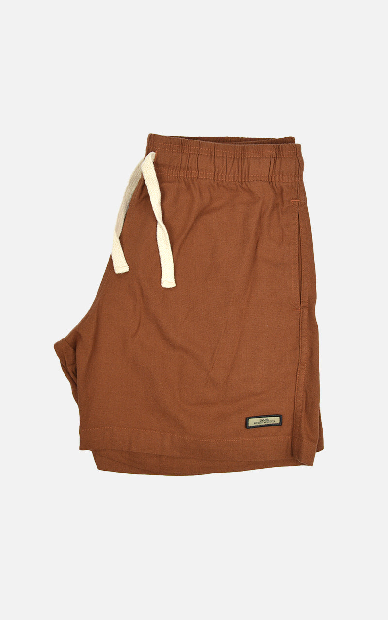 Short Linho Elastano Marrom