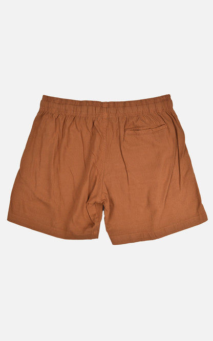 Short Linho Elastano Marrom