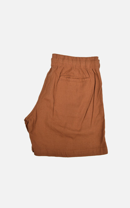 Short Linho Elastano Marrom