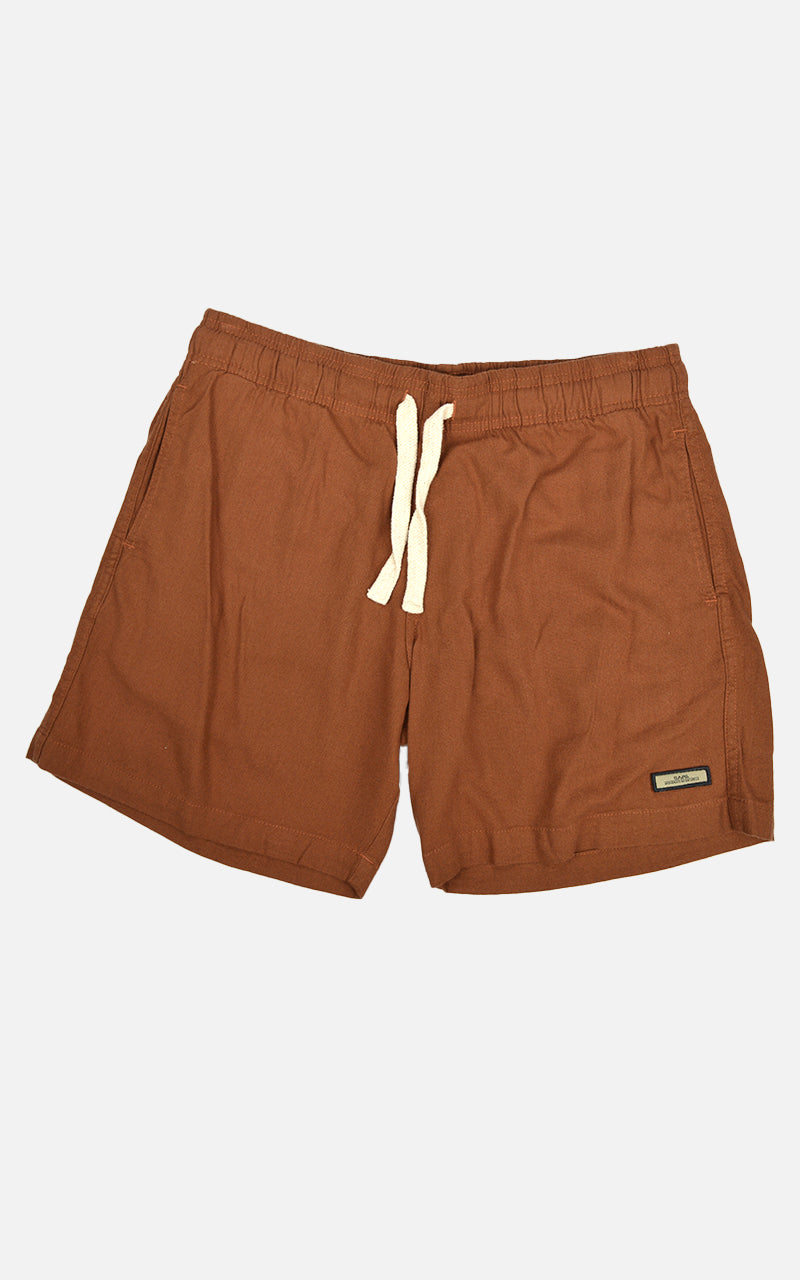 Short Linho Elastano Marrom