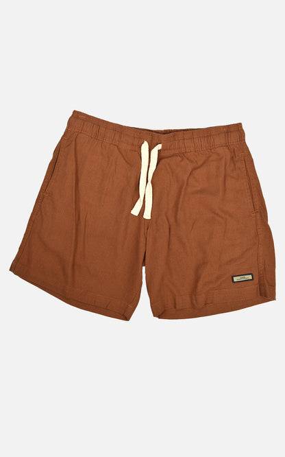 Short Linho Elastano Marrom