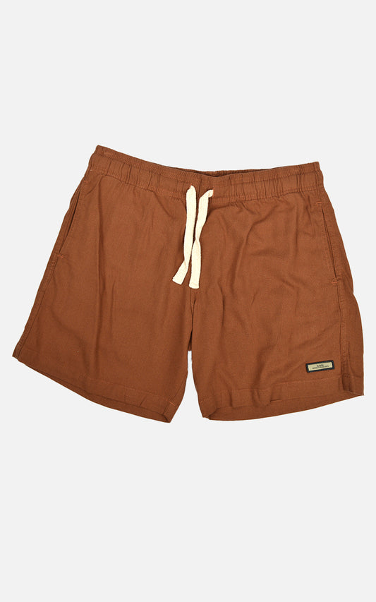 Short Linho Elastano Marrom