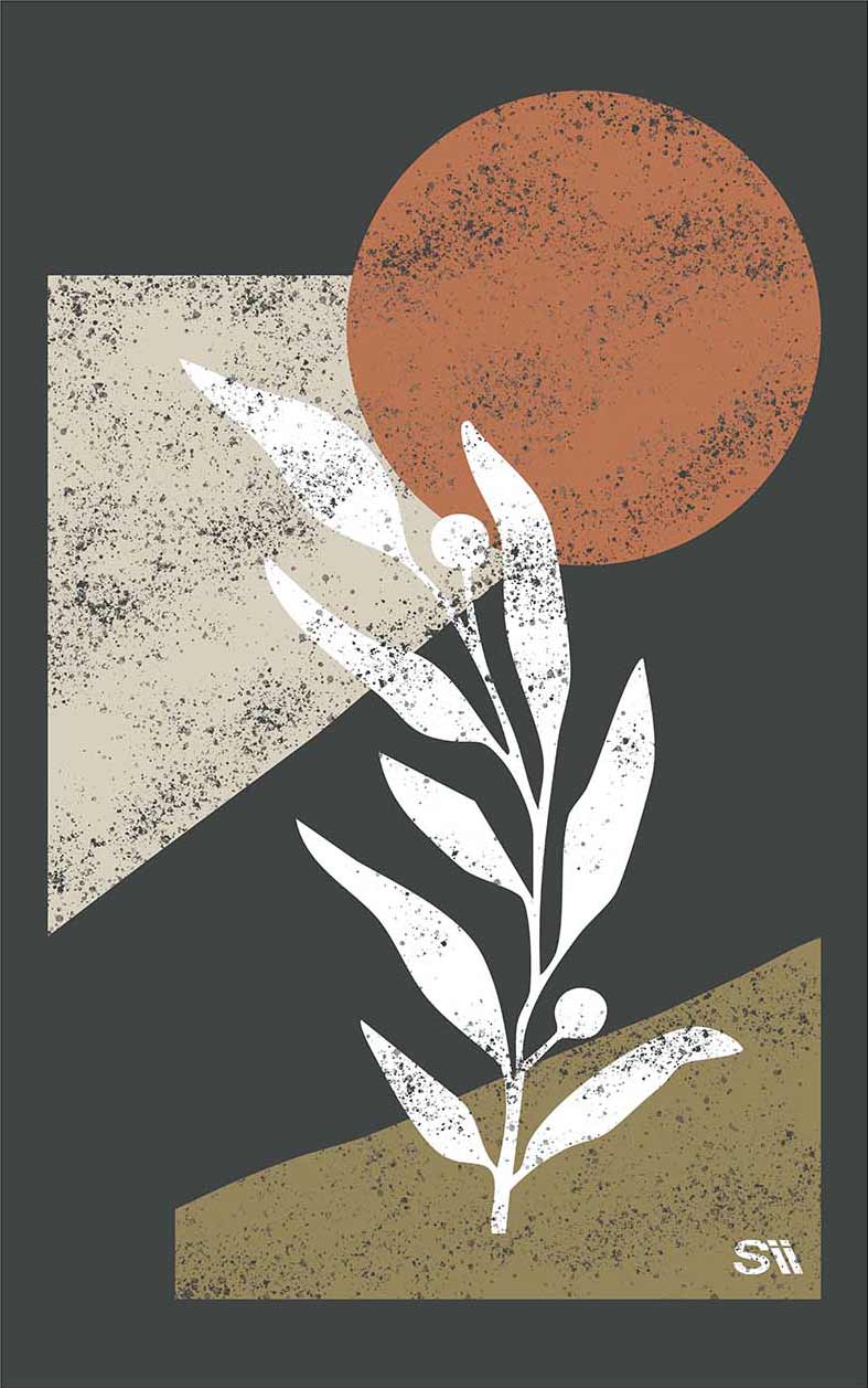 Regata Botanico Abstrato Chumbo