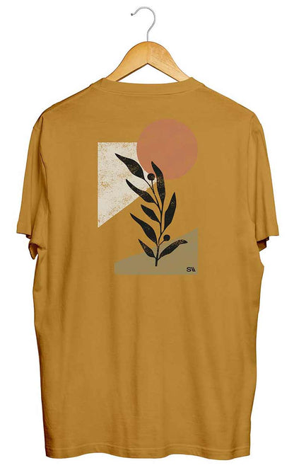 Camiseta Botânico Abstrato Marrom Pardo